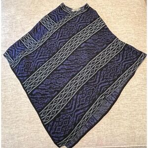 Peruvian Link Alpaca Collection Poncho 50% Alpaca 50% Acrylic Purple Black Peru‎